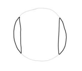 Showing the same circle dimmed with both sides of the circle cut out of it, which will be the sides of a head.