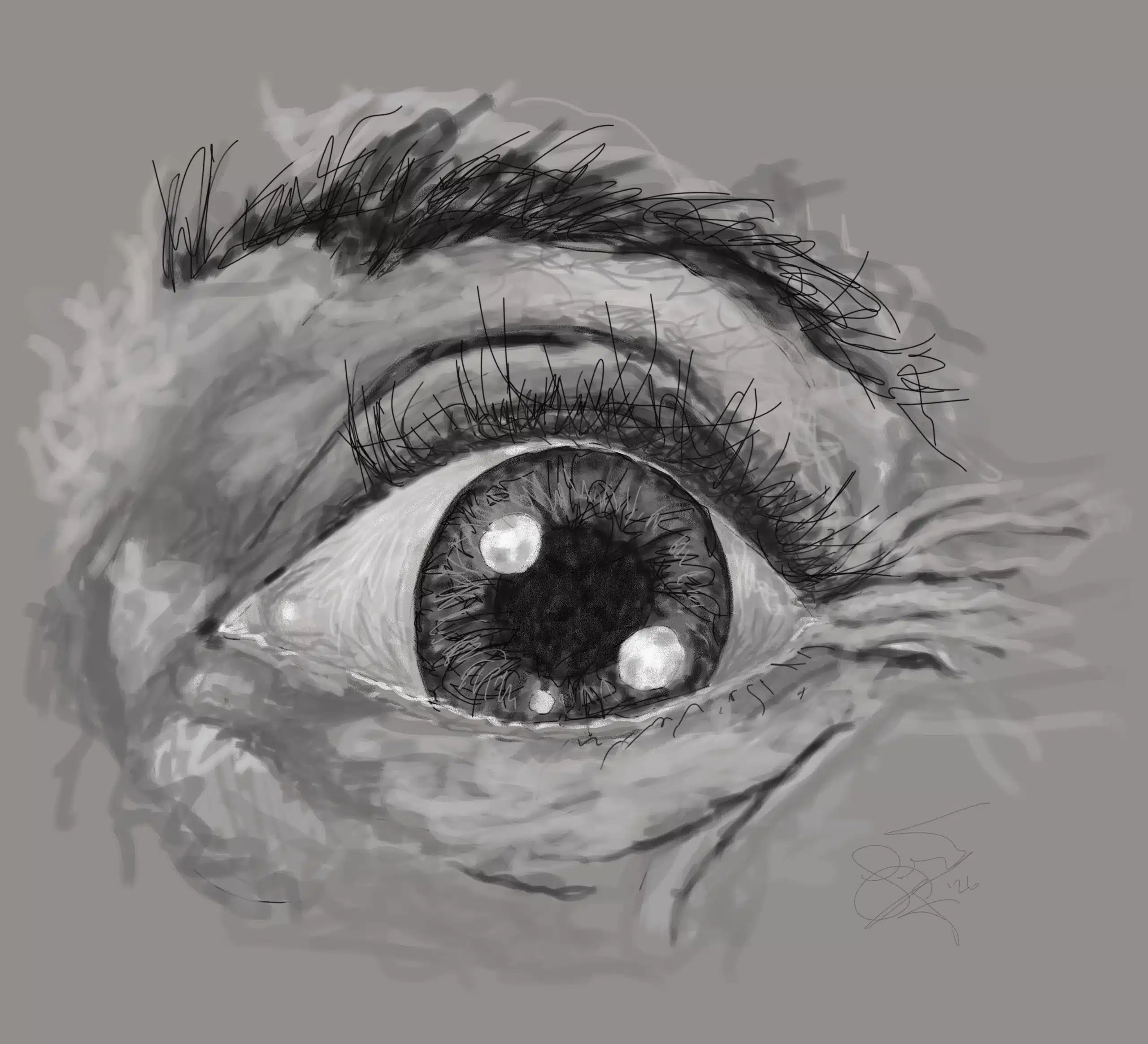 This is a picture of a sketched human eye.