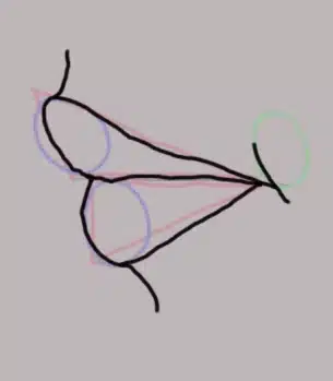 A picture of a profile viewed sketched mouth.