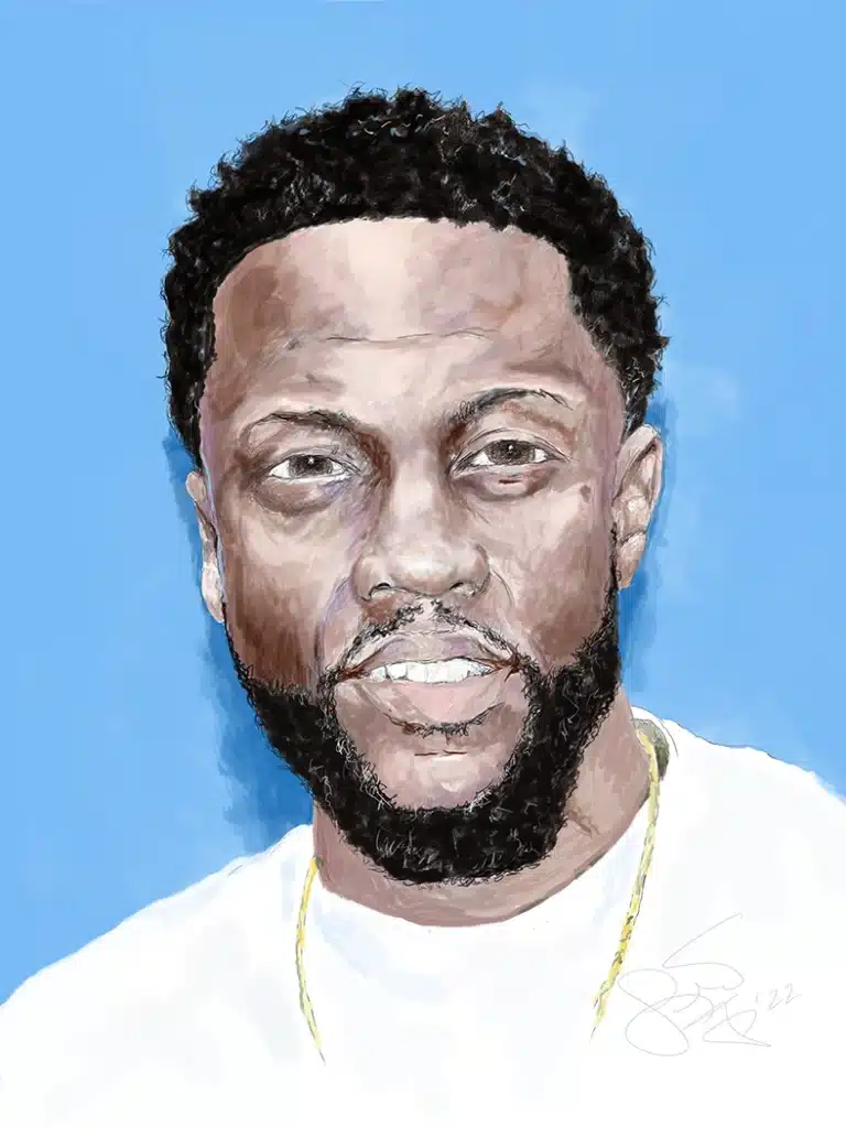 Portrait illustration of Kevin Hart.