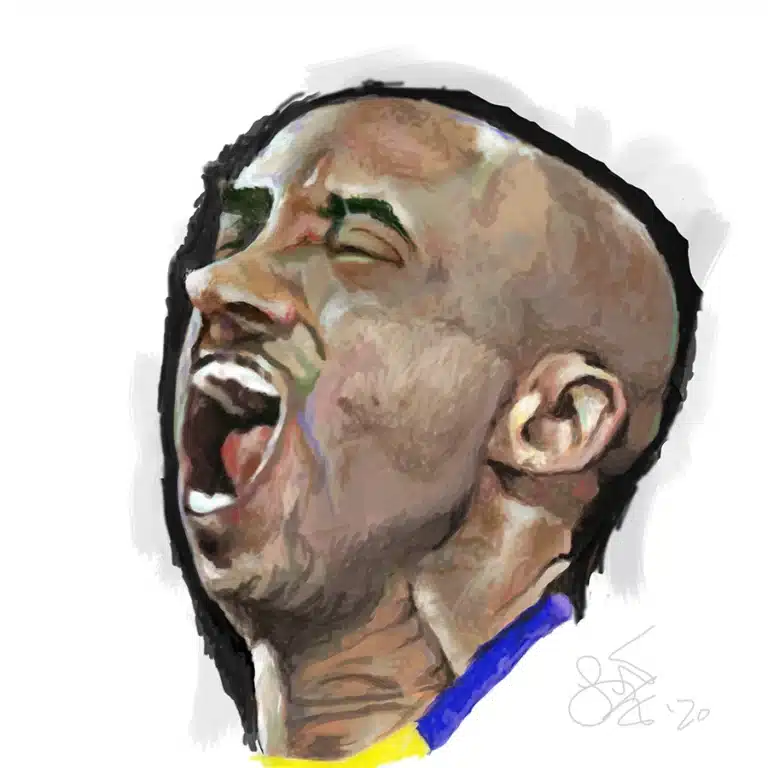 Digital illustration of Kobe Bryant.
