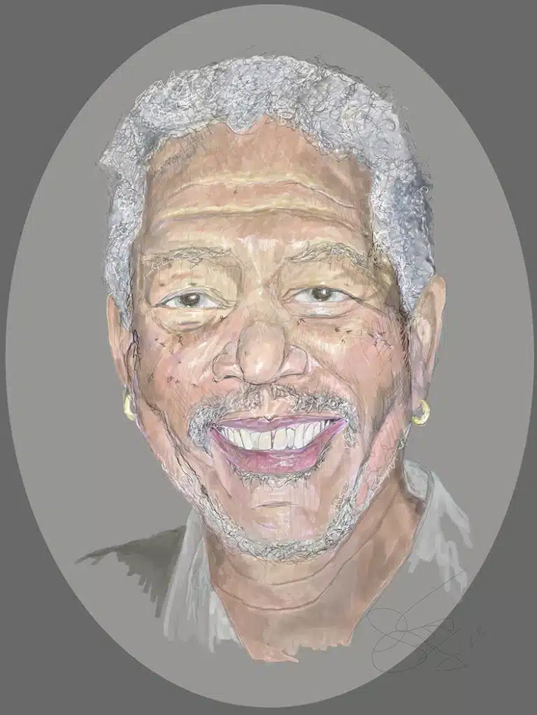 Cheerful older Morgan Freeman.