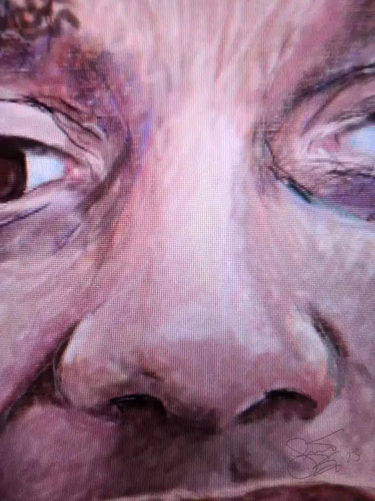 Close-up of an illustration of a digitally drawn nose.