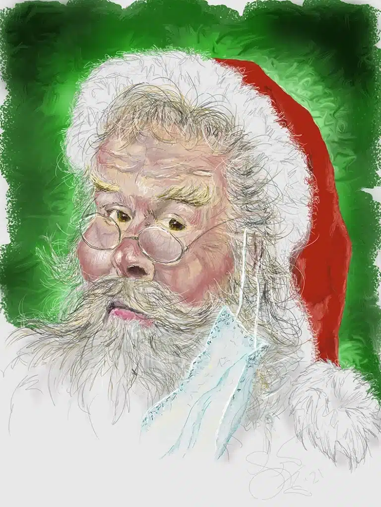 Santa Claus portrait digitally painted in 2021.